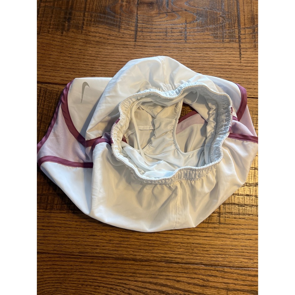 Nike Dri-FIT Running Shorts White Purple Mesh Panel Logo Athletic Womens XS Gym‎ - Picture 6 of 9